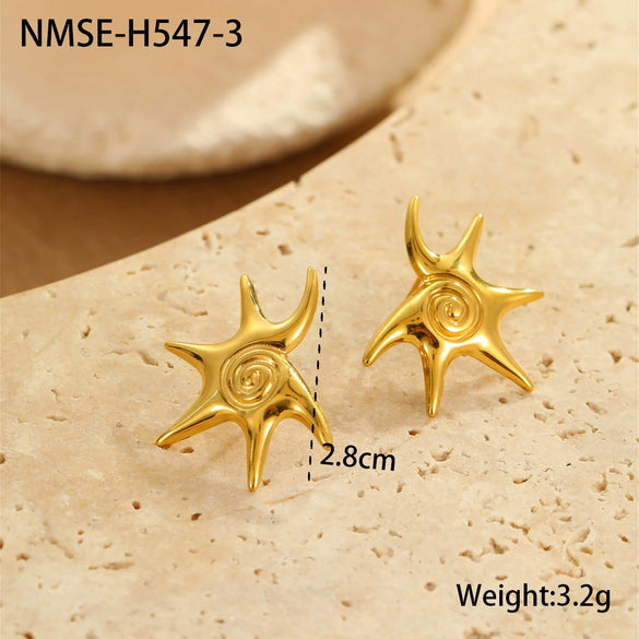 Wholesale Fashion Stainless Steel Earrings And Necklace With Geometric And Star Patterns Electroplated For Women