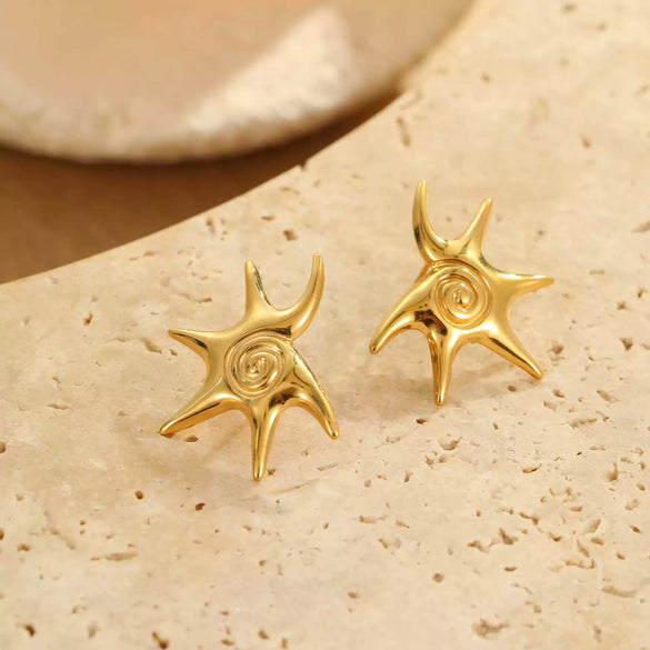 Wholesale Fashion Stainless Steel Earrings And Necklace With Geometric And Star Patterns Electroplated For Women