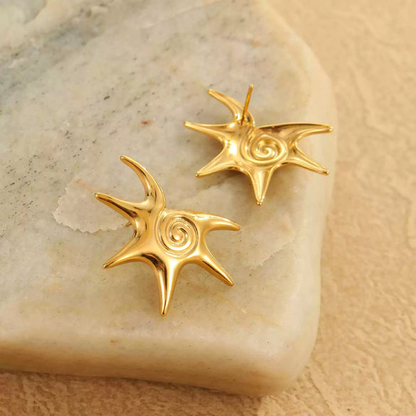 Wholesale Fashion Stainless Steel Earrings And Necklace With Geometric And Star Patterns Electroplated For Women