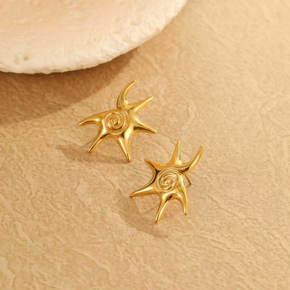 Wholesale Fashion Stainless Steel Earrings And Necklace With Geometric And Star Patterns Electroplated For Women