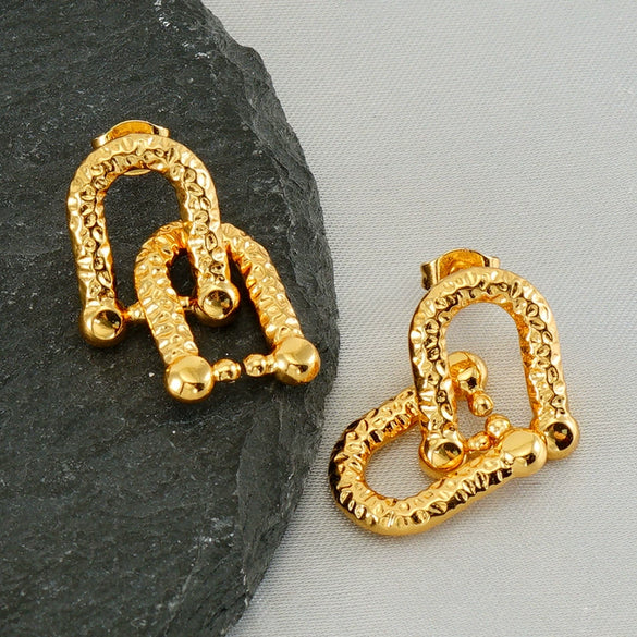 Wholesale Fashion Stainless Steel Earrings With Geometric Pattern For Women Electroplated