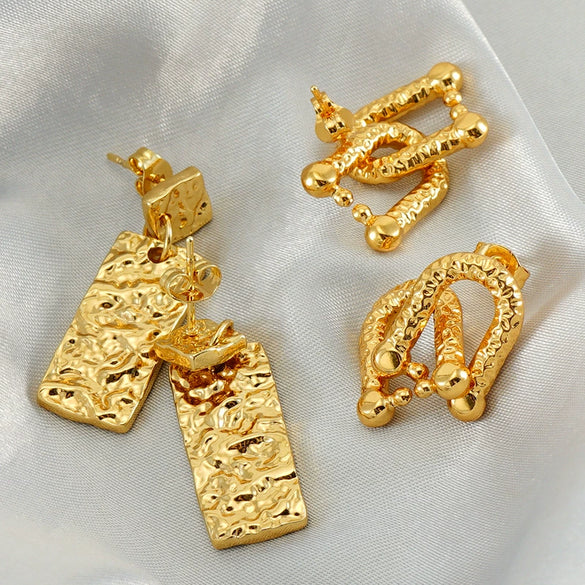 Wholesale Fashion Stainless Steel Earrings With Geometric Pattern For Women Electroplated
