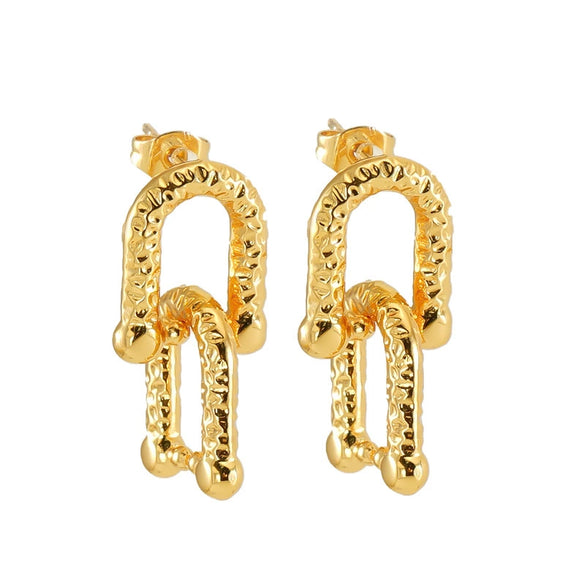 Wholesale Fashion Stainless Steel Earrings With Geometric Pattern For Women Electroplated