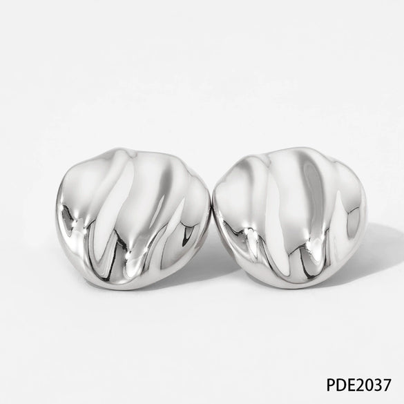 Wholesale Fashion Stainless Steel Earrings With Irregular Square Round Concaveconvex Geometric Design And Electroplating Finish