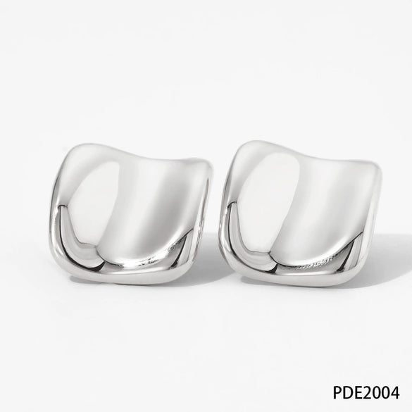 Wholesale Fashion Stainless Steel Earrings With Irregular Square Round Concaveconvex Geometric Design And Electroplating Finish