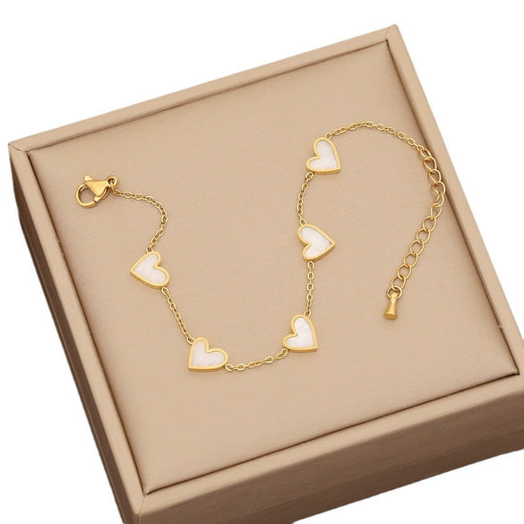 Wholesale Fashion Stainless Steel Electroplated Heart Shape Oshaped Chain Necklace Jewelry Set For Women