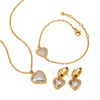 Wholesale Fashion Stainless Steel Electroplated Heart Water Drop Bell Pendant Necklace Earrings Bracelets Set For Women
