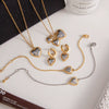 Wholesale Fashion Stainless Steel Electroplated Heart Water Drop Bell Pendant Necklace Earrings Bracelets Set For Women