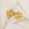 Wholesale Fashion 316L Stainless Steel Flower Earrings With Electroplating For Women