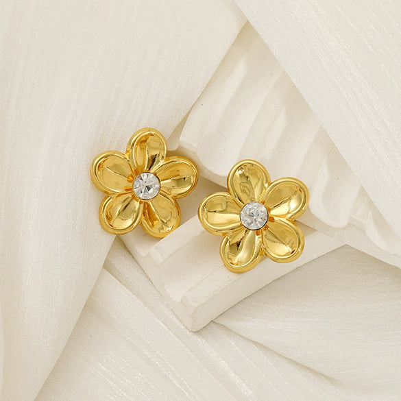 Wholesale Fashion 316L Stainless Steel Flower Earrings With Electroplating For Women