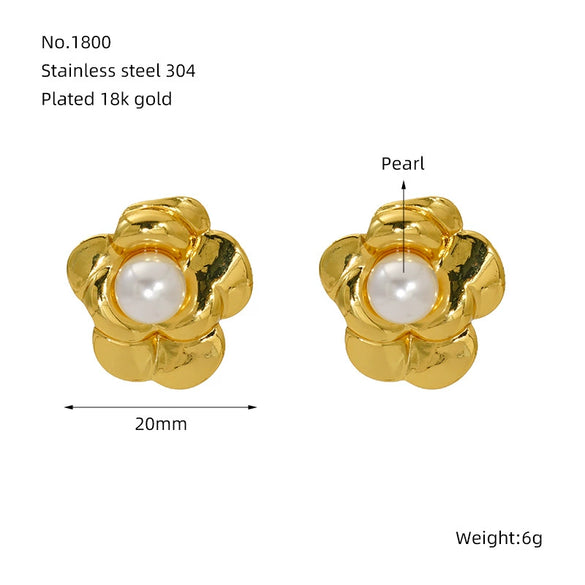 Wholesale Fashion 316L Stainless Steel Flower Earrings With Electroplating For Women