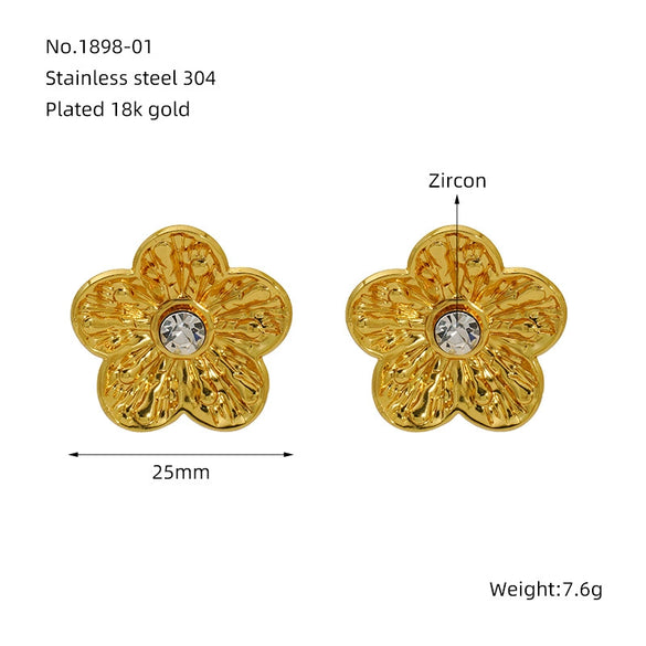 Wholesale Fashion 316L Stainless Steel Flower Earrings With Electroplating For Women