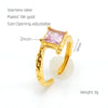 Wholesale Fashion Stainless Steel Geometric Line Opening Adjustable Ring With Electroplating Treatment For Women