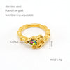 Wholesale Fashion Stainless Steel Geometric Line Opening Adjustable Ring With Electroplating Treatment For Women