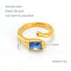Wholesale Fashion Stainless Steel Geometric Line Opening Adjustable Ring With Electroplating Treatment For Women