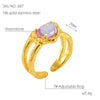 Wholesale Fashion Stainless Steel Geometric Line Opening Adjustable Ring With Electroplating Treatment For Women