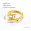 Wholesale Fashion Stainless Steel Geometric Line Opening Adjustable Ring With Electroplating Treatment For Women