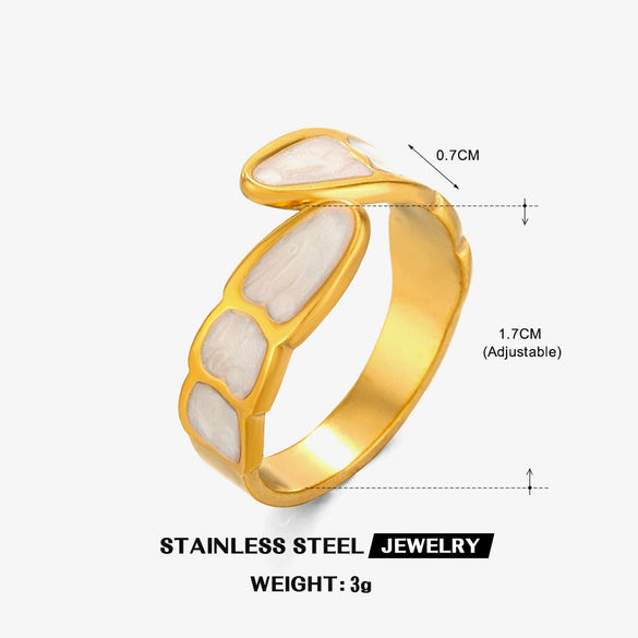 Wholesale Fashion Stainless Steel Geometric Opening Ring For Women Electroplated With 18K Gold