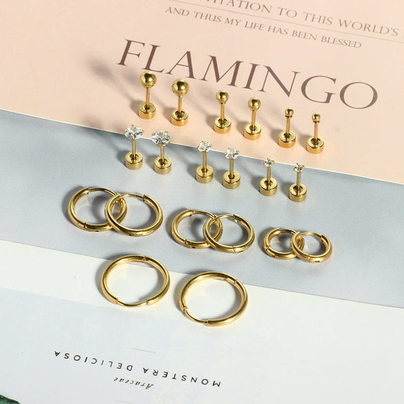 Wholesale Fashion Stainless Steel Geometric Pattern Electroplated Earrings