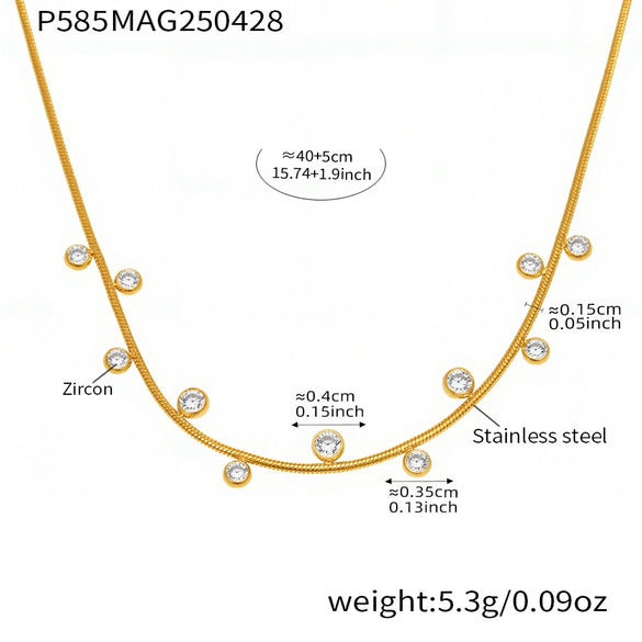 Wholesale Fashion 316L Stainless Steel Geometric Round Diamond 5A Zircon Electroplating Necklace For Women