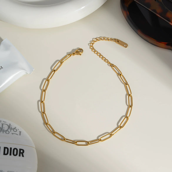Wholesale Fashion Stainless Steel Goldplated Nonfading Geometric Anklets For Women