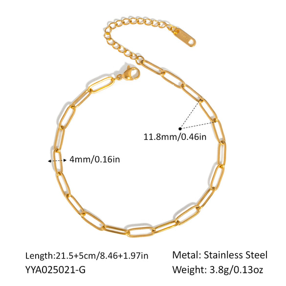 Wholesale Fashion Stainless Steel Goldplated Nonfading Geometric Anklets For Women