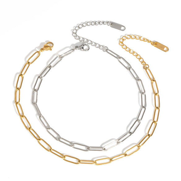Wholesale Fashion Stainless Steel Goldplated Nonfading Geometric Anklets For Women
