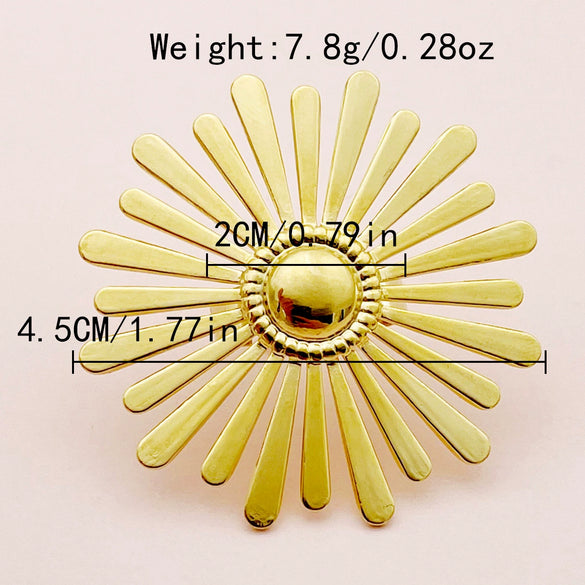 Wholesale Fashion Stainless Steel Goldplated Sunflower Rings For Women With Cut Out Design