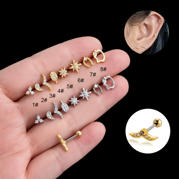 Wholesale Fashion Stainless Steel Heart Shape Electroplated Ear Studs
