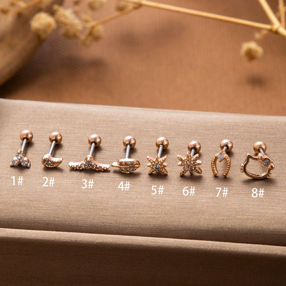 Wholesale Fashion Stainless Steel Heart Shape Electroplated Ear Studs