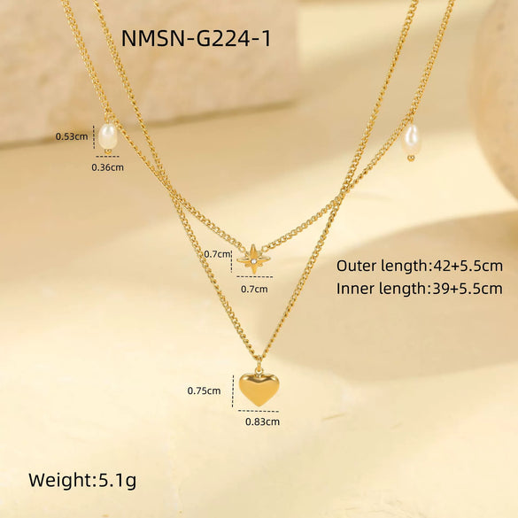 Wholesale Fashion Stainless Steel Heart Shape Electroplated Women's Necklace