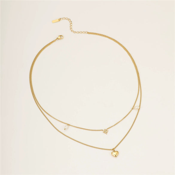 Wholesale Fashion Stainless Steel Heart Shape Electroplated Women's Necklace