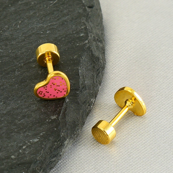 Wholesale Fashion Stainless Steel Heart Shape Stud Earrings For Women With Electroplating Treatment