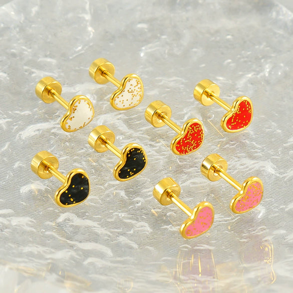 Wholesale Fashion Stainless Steel Heart Shape Stud Earrings For Women With Electroplating Treatment