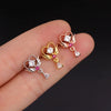 Wholesale Fashion Stainless Steel Inlaid Zircon Flower Piercing Earrings For Women