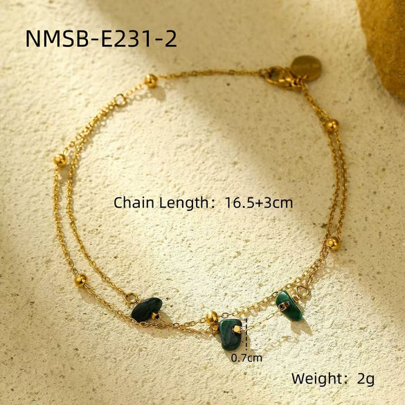 Wholesale Fashion Stainless Steel 18K Gold Electroplated Heart Shaped Sunflower Beaded Pendant Bracelet For Women