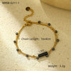 Wholesale Fashion Stainless Steel 18K Gold Electroplated Heart Shaped Sunflower Beaded Pendant Bracelet For Women