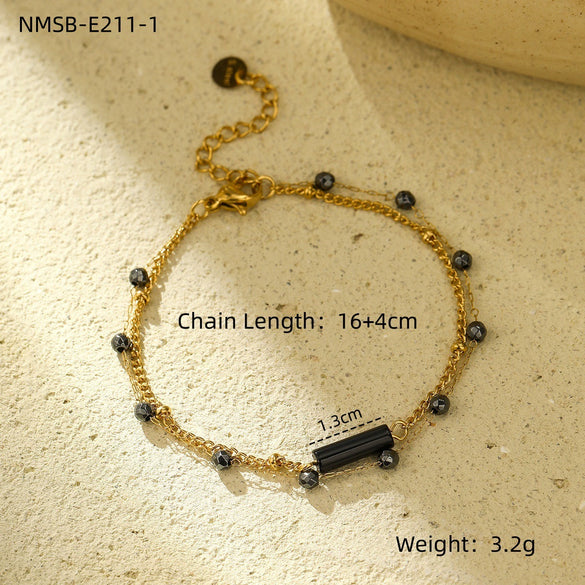 Wholesale Fashion Stainless Steel 18K Gold Electroplated Heart Shaped Sunflower Beaded Pendant Bracelet For Women