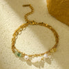 Wholesale Fashion Stainless Steel 18K Gold Electroplated Heart Shaped Sunflower Beaded Pendant Bracelet For Women
