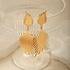 Wholesale Fashion Stainless Steel 14K Gold Plated Double Leaf Earrings