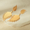 Wholesale Fashion Stainless Steel 14K Gold Plated Double Leaf Earrings