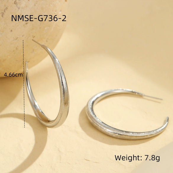 Wholesale Fashion Stainless Steel 18K Gold Plated Geometric Ushaped Women's Ring Earrings