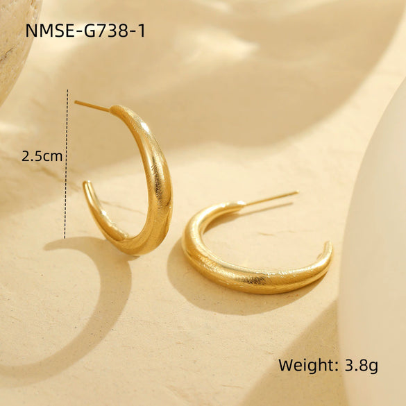 Wholesale Fashion Stainless Steel 18K Gold Plated Geometric Ushaped Women's Ring Earrings