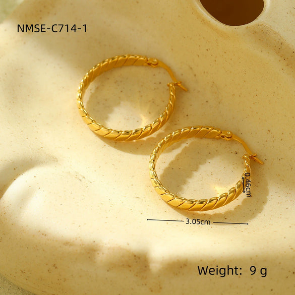 Wholesale Fashion Stainless Steel 18K Gold Plated Geometric Ushaped Women's Ring Earrings