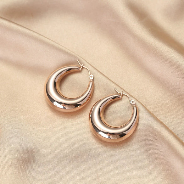 Wholesale Fashion Stainless Steel 18K Gold Plated Geometric Ushaped Women's Ring Earrings
