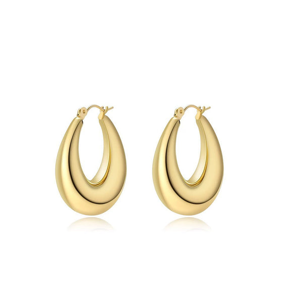 Wholesale Fashion Stainless Steel 18K Gold Plated Geometric Ushaped Women's Ring Earrings