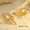 Wholesale Fashion Stainless Steel 18K Gold Plated Petal Pearl Earrings For Women