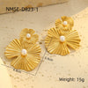 Wholesale Fashion Stainless Steel 18K Gold Plated Petal Pearl Earrings For Women