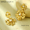 Wholesale Fashion Stainless Steel 18K Gold Plated Petal Pearl Earrings For Women