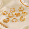 Wholesale Fashion Stainless Steel Love Heart Shaped Open Adjustable Ring For Women With 18K Gold Plated Electroplating